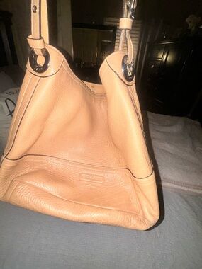 Coach Pebbled Leather Shoulder Bag in Tan
